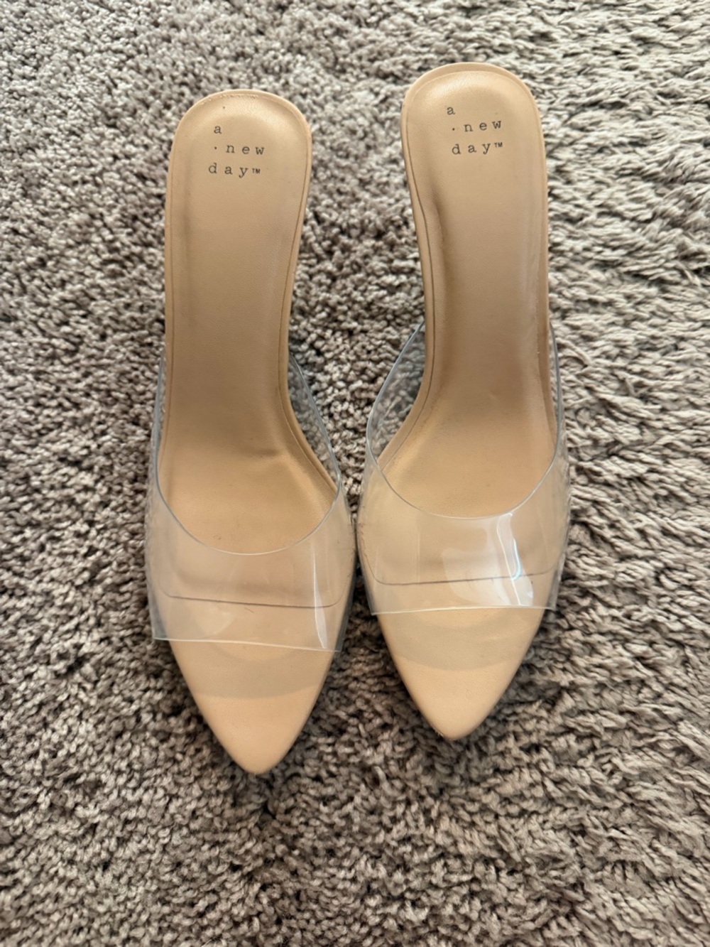 Women’s Lupita Point Toe Heels with Memory Foam Insole - A New Day Clear 7.5M - Picture 3 of 6